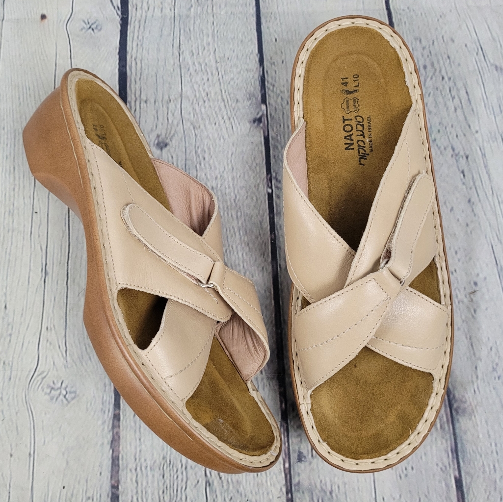Naot | Slipon Leather Comfort Orthotic Heeled Open Toe Sandals